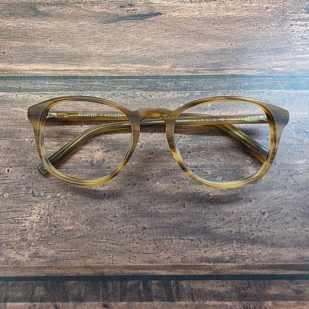 Warby Parker‎ Downing Eyeglass Frames Striated Amber Brown 53-20-140